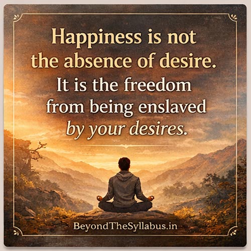 Happiness is not the absence of desire. It is the freedom from being enslaved by your desires.
