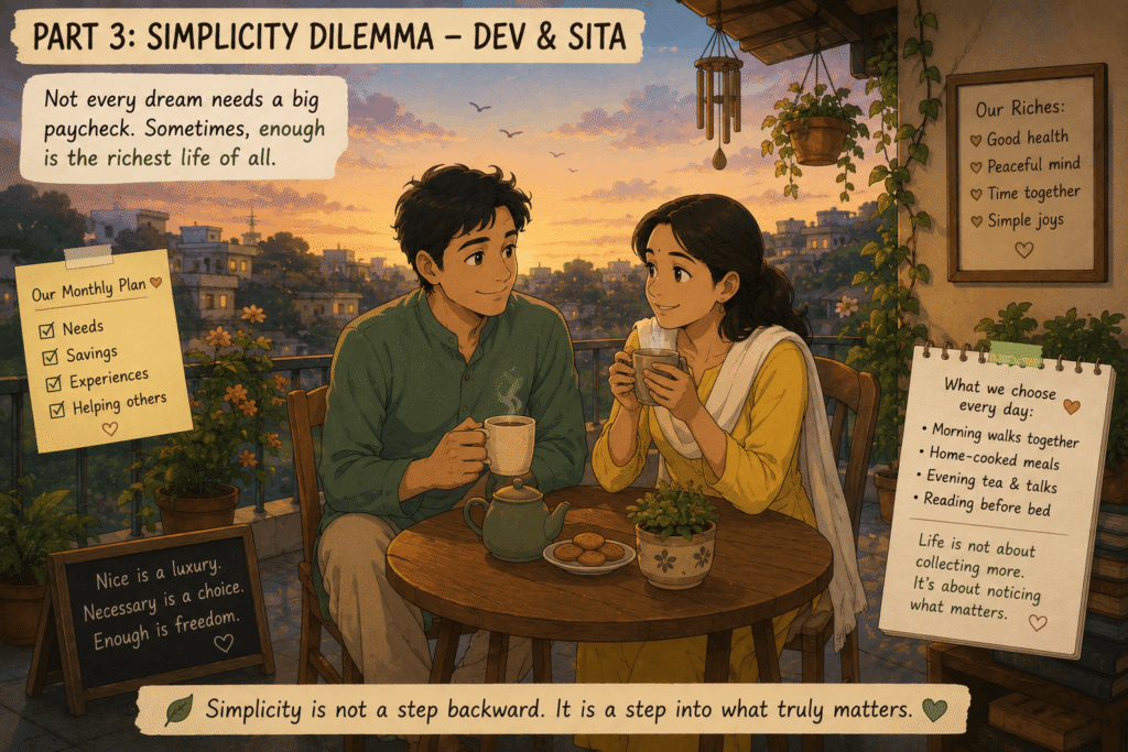 Money and Relationships: The Simplicity Dilemma of Dev and Sita